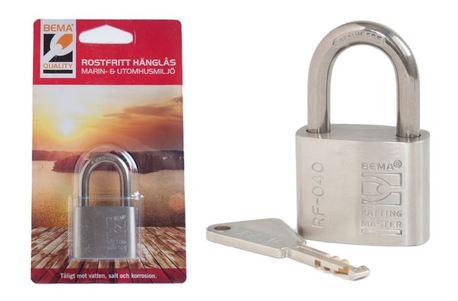 BEMA QUALITY HÄNGLÅS RF-040 OKLASS. ROSTFRITT 1-PACK